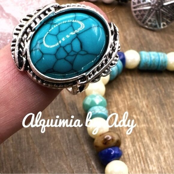 maximalist Turquoise  western ring in silver/protection and peace - Picture 1 of 7